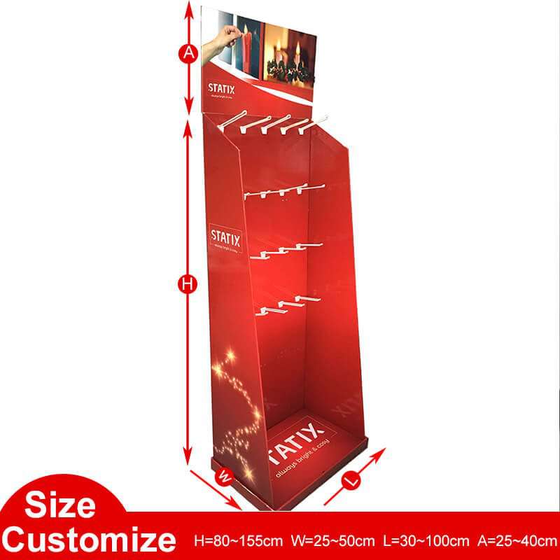 Custom Wholesale Promotional  POP Template Floor Stand Pegboard Corrugated Cardboard Accessories Electronics Hook Display Rack