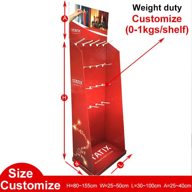 Custom Wholesale Promotional  POP Template Floor Stand Pegboard Corrugated Cardboard Accessories Electronics Hook Display Rack