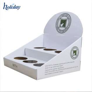 Custom High Quality Cardboard Paper Coffee Tea Cups Counter Top Display Boxes PDQ With Holes