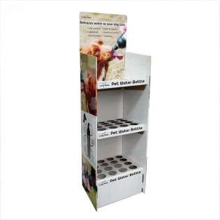 POP UP Floor Cardboard Pet Water Bottle Shelf Display Stands Racks For Pet Store