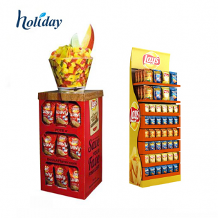Custom Printing Supermarket Cardboard Chip bread biscuits nuts food snacks candy retail Floor Display Stand rack - Holidaypac