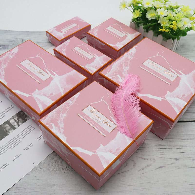 Gift Box Custom Marble Printing Corrugated Cardboard Lipstick Perfume Birthday Luxury Packaging