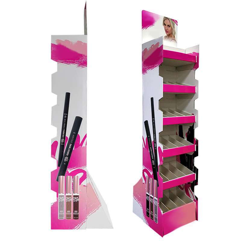 Makeup Cosmetics Eyeshadow Floor Shlef Display Stand Racks Custom Cardboard