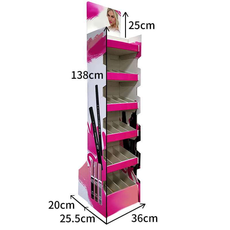 Makeup Cosmetics Eyeshadow Floor Shlef Display Stand Racks Custom Cardboard