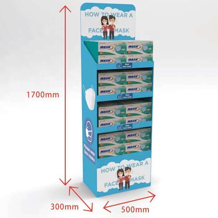 Cardboard Pharmacy Disposable Face-Mask Custom Printing Logo Easy Tier Display Rack - Holidaypac
