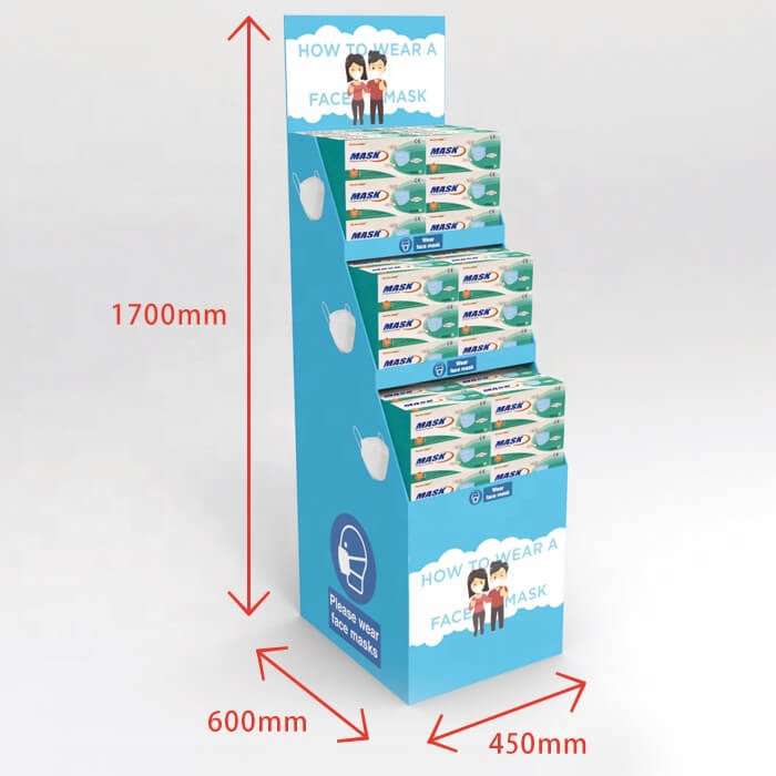 Cardboard Pharmacy Disposable Face-Mask Custom Printing Logo Easy Tier Display Rack