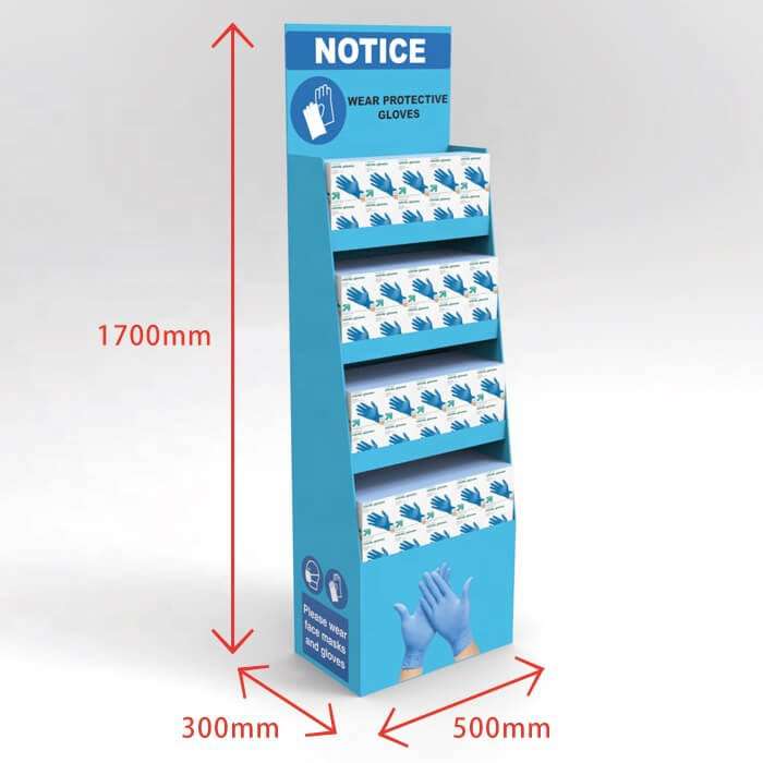 Cardboard Pharmacy Disposable Face-Mask Custom Printing Logo Easy Tier Display Rack - Holidaypac