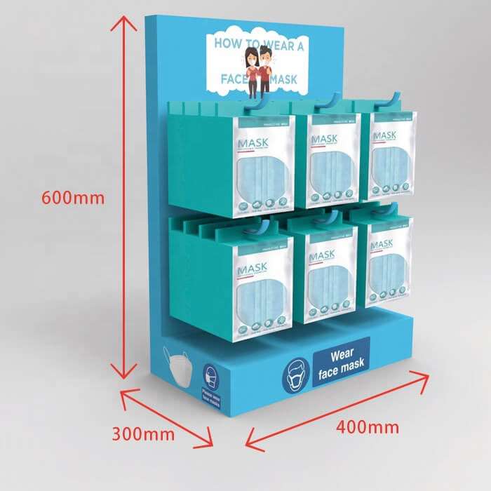  Cardboard Face Mask Display Stand Counter Display Hook Counter Display Customizable - Holidaypac
