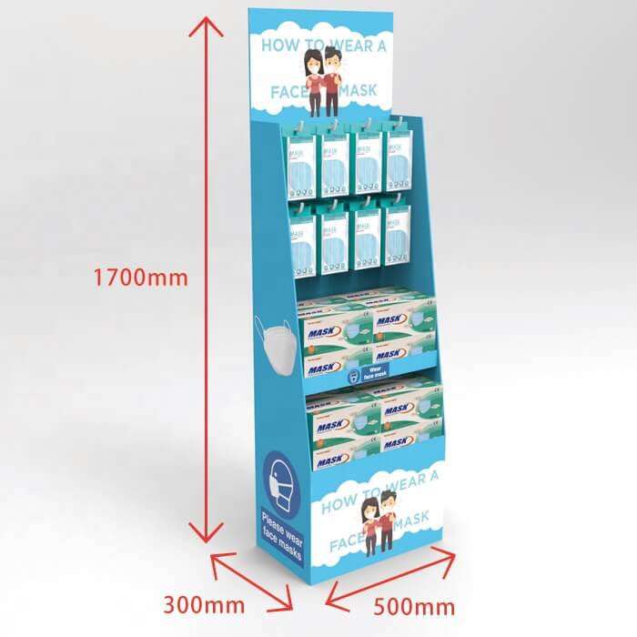Cardboard Pharmacy Disposable Face-Mask Custom Printing Logo Easy Tier Display Rack - Holidaypac