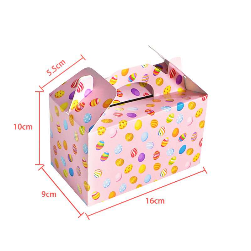 Customize Take Away Cardboard Gable Paper Boxes Happy Easter Bunny and Eggs Basket Containers Candy Cookie Boxes