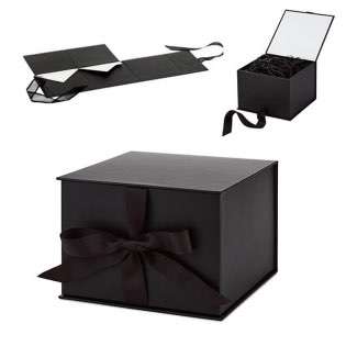 Gift Box Wrapping Empty Box Black Bow Flip Foldable Festive Packaging Box