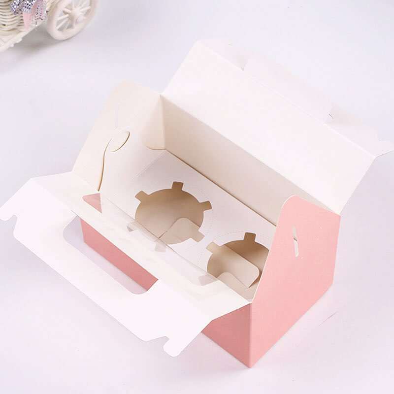 Wholesale custom Pink Cupcake Box Carrier with Insert Window Carry Food Boxs