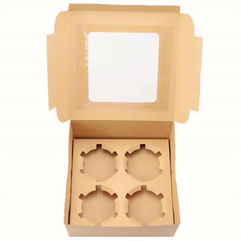 Wholesale Cupcake Boxes Food Grade kraft paper transparence windows Bakery Boxes