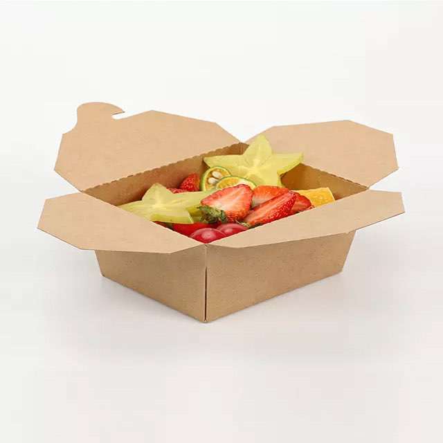 Wholesale Disposable Paper Take Out Salad Food Containers Folding Natural Kraft Brown Boxes