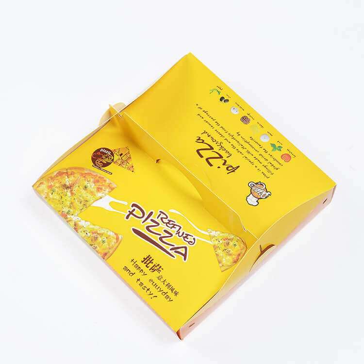 Wholesale Yellow Portable Pizza Takeaway Box White Card Pizza Box Food Grade Folding Color Box