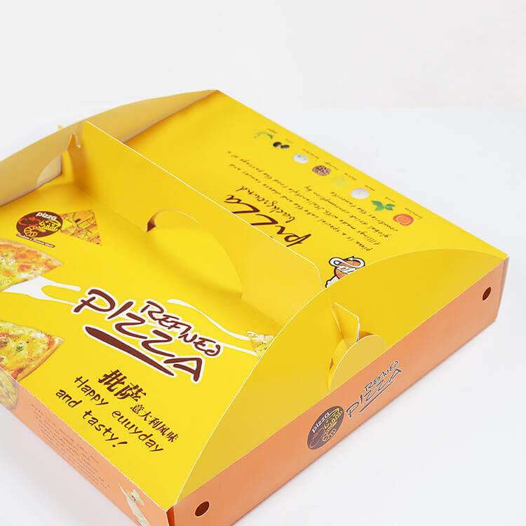 Wholesale Yellow Portable Pizza Takeaway Box White Card Pizza Box Food Grade Folding Color Box