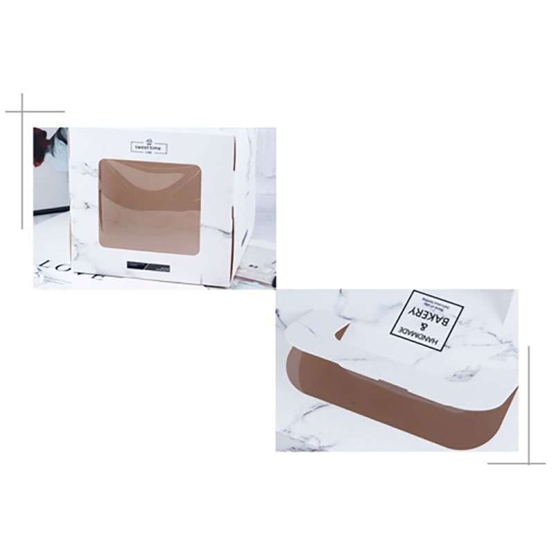 Wholesale 4/5/6/8Inch Handle Marble Paper Mousse Cake Box With Window