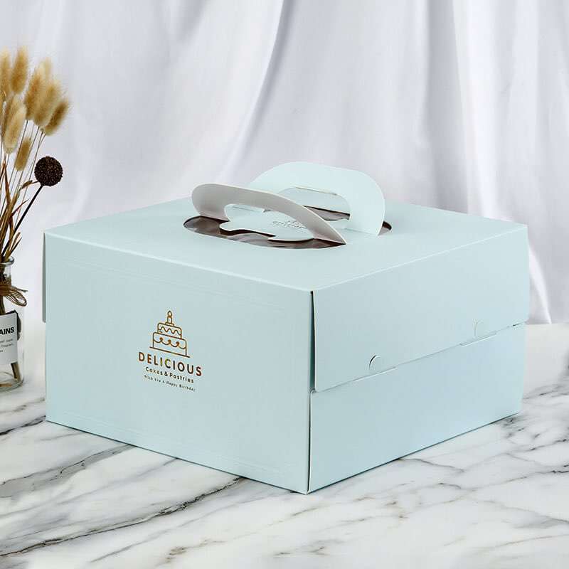 Wholesale Customized 10/12Inch Birthday Cake Box Paper Takeaway Hand-held Square Cake Box