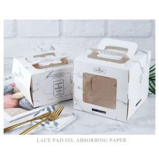 Wholesale 4/5/6/8Inch Handle Marble Paper Mousse Cake Box With Window