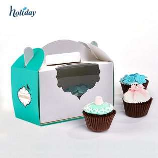 Wholesale Custom Logo Transparent With Window Kraft Take Away Paper Packaging Cupcake Box