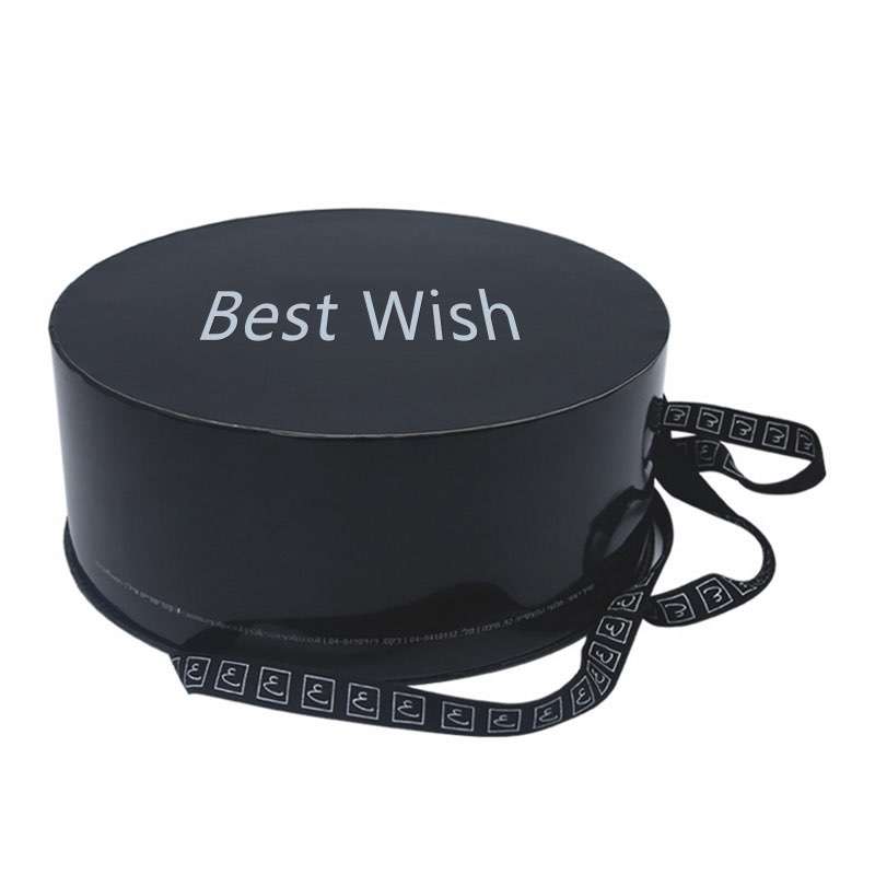 Customized Sale 12 Inch Black Wedding Birthday Cake Packaging Round Cake Box With Silk