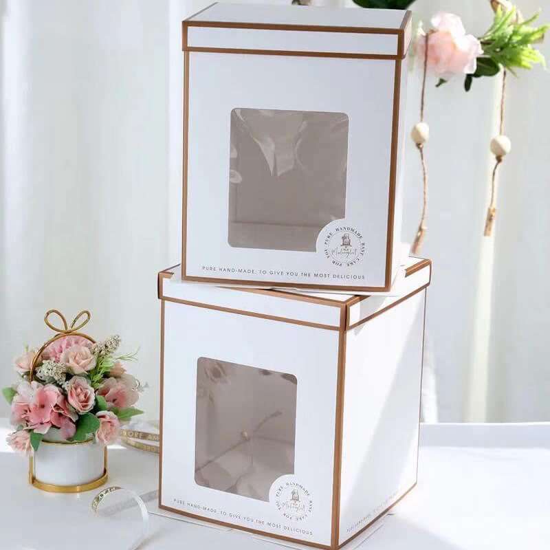 Wholesale 6/8/10/12Inch Cake Box Height Window Food Grade Paper Birthday Cake Box