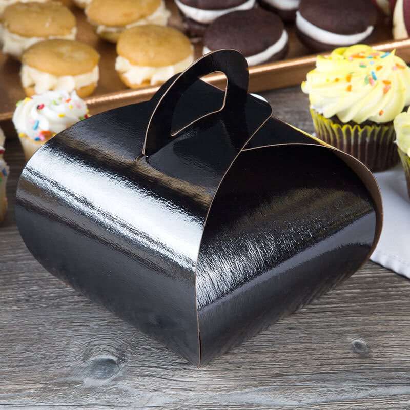 Custom 4/6Inch Black Single Cupcake Tulip Box With 1 Compartment Insert