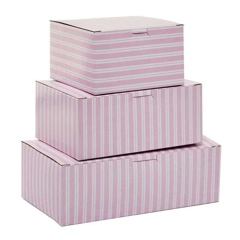 Wholesale Cake Pastry Box Pink & White Stripe Cake Boxes Package Transport