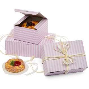 Wholesale Cake Pastry Box Pink & White Stripe Cake Boxes Package Transport