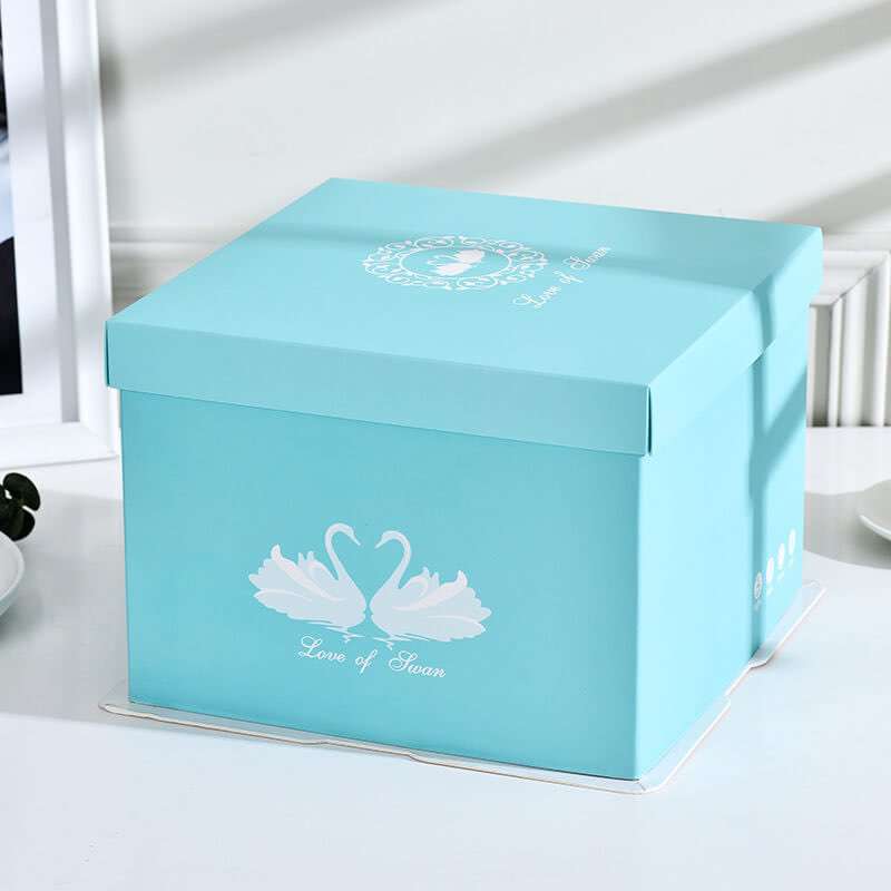 Wholesale Blue Pink Single Layer Paper Birthday Cake Box Custom Factory