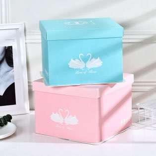 Wholesale Blue Pink Single Layer Paper Birthday Cake Box Custom Factory