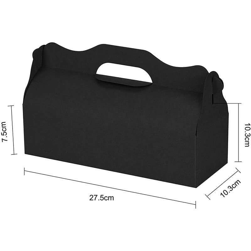 Wholesale Takeaway Black Cake Box Rectangular Cupcake Box with Handle Kraft Paper Cookie Box