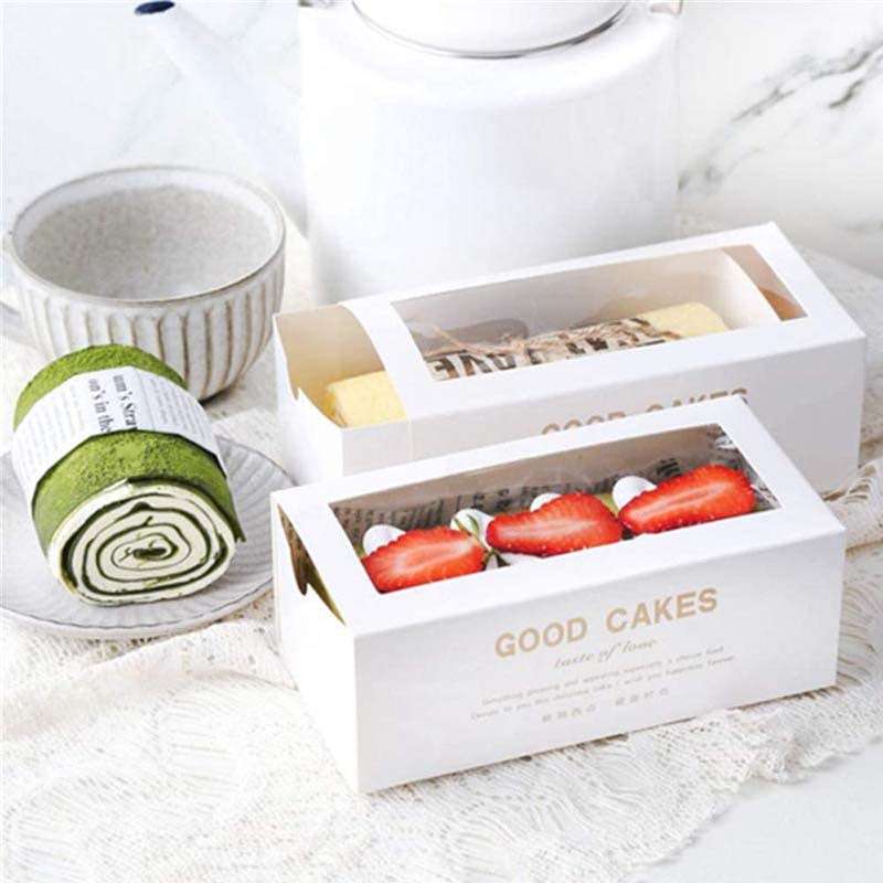 White Cupcake Box with Window Cardboard Gift Packaging Baking Containers