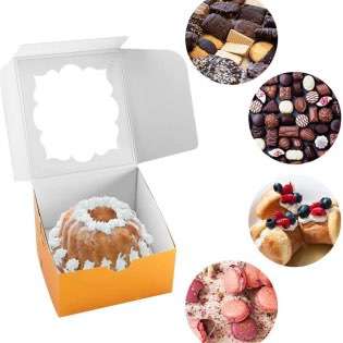 Wholesale Gold Bakery Boxes with Window Pastry Boxes Cookie Boxes for Gift Giving 4x4x2.5 Inches