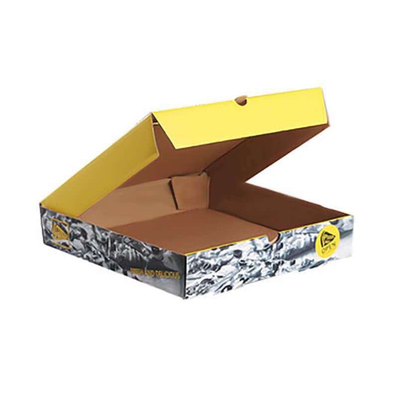 Wholesale Custom Pizza Boxes Recyclable Corrugated Cardboard Packaging Yellow Food Box