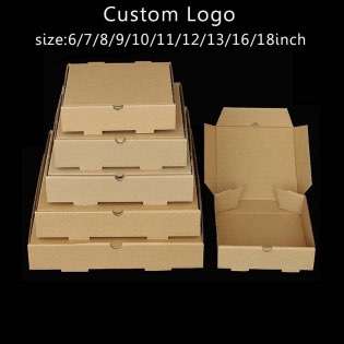 Wholesale Pizza Boxes 6/7/8/9/10/11/12/13/16/18Inch Kraft Paper Pizza Delivery Packing Box of Custom