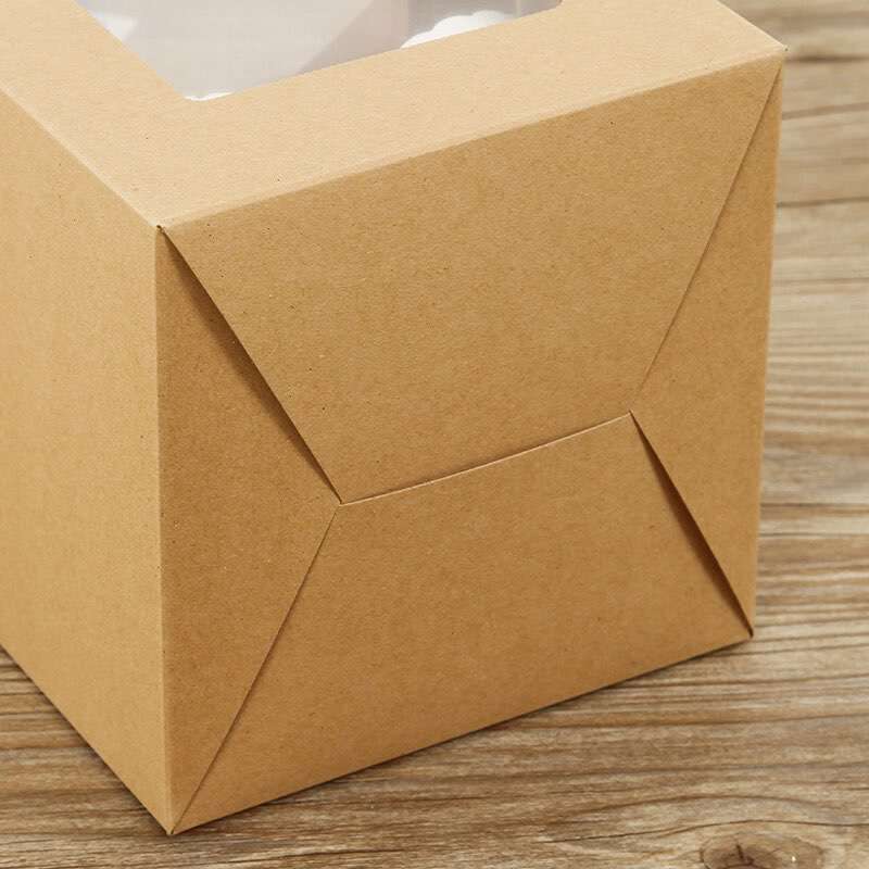 Wholesale Baking Gift Cupcake Box Kraft Paper Window Cupcake Packaging Box Muffin Cup Portable