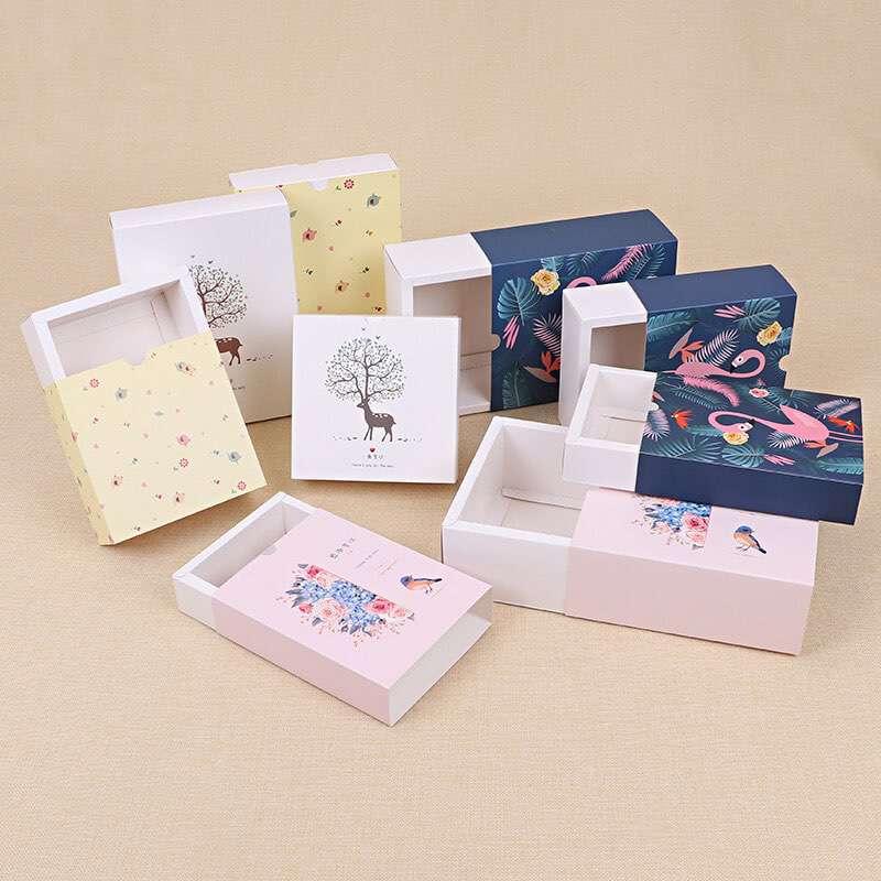 Wholesale Custom Drawer Paper Box Flower Tea Packaging Box Color Printing White Card Packaging Gift Box