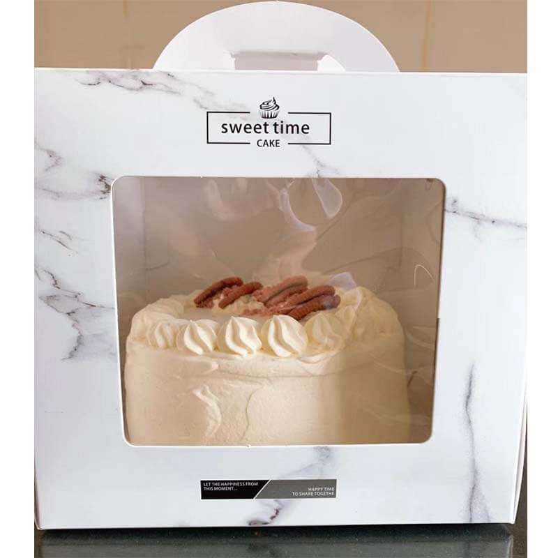Wholesale Marble Portable Dessert Cake Box Folding Paper Box Custom Food Packaging Box