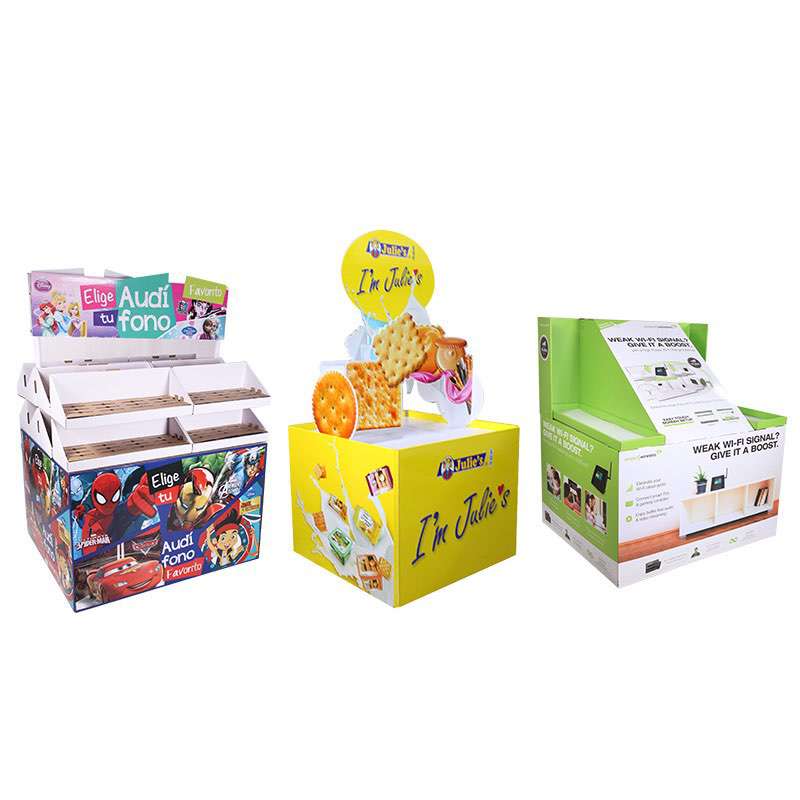 Wholesale Supermarket Display Stand Corrugated Paper PDQ Toy Box Biscuits Custom Window Display Box