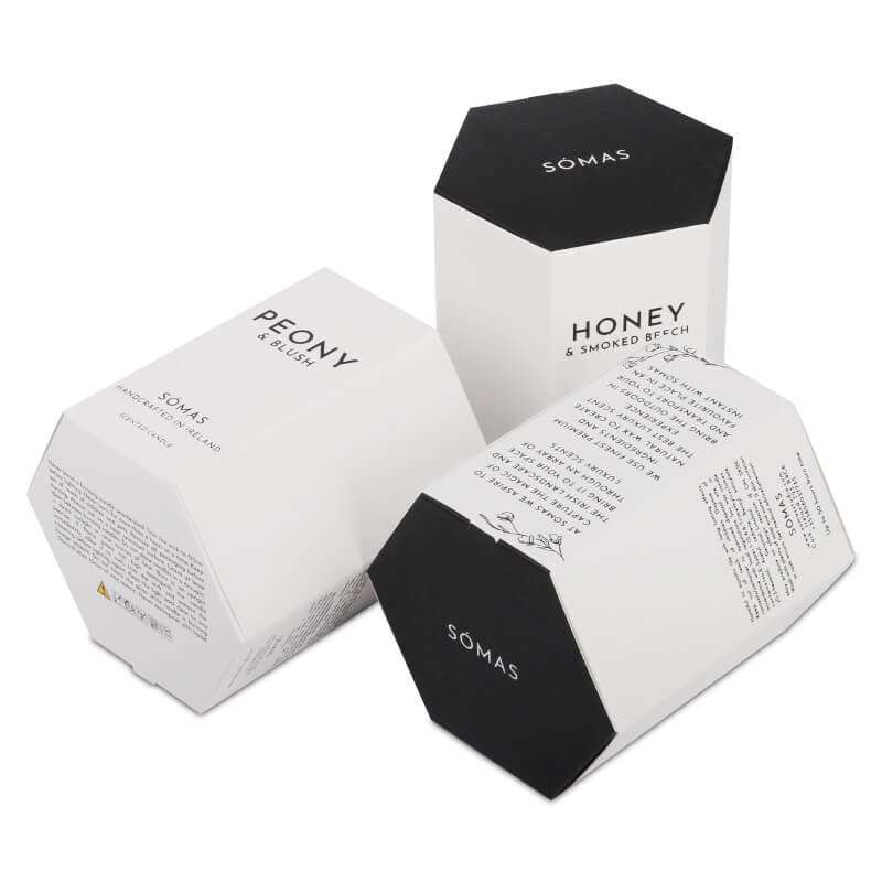 Wholesale Luxury Candle Boxes White Custom Color Hexagon Paper Box For Cosmetics