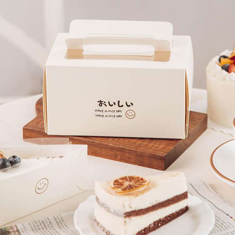 Cake Boxes Custom White Portable For Cut The Mousse Into Pieces Take Away Boxes