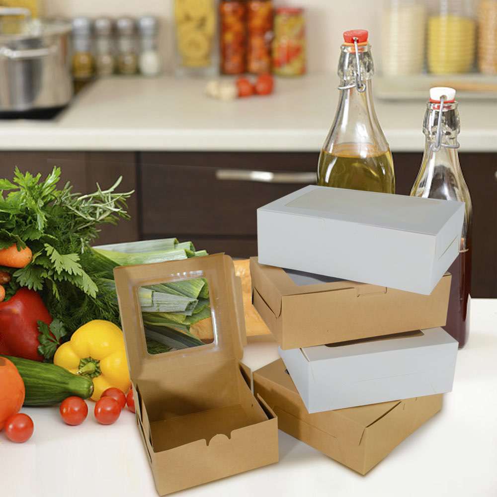 Premium Disposable Cardboard Catering Grazing Boxes w/ Window Recyclable