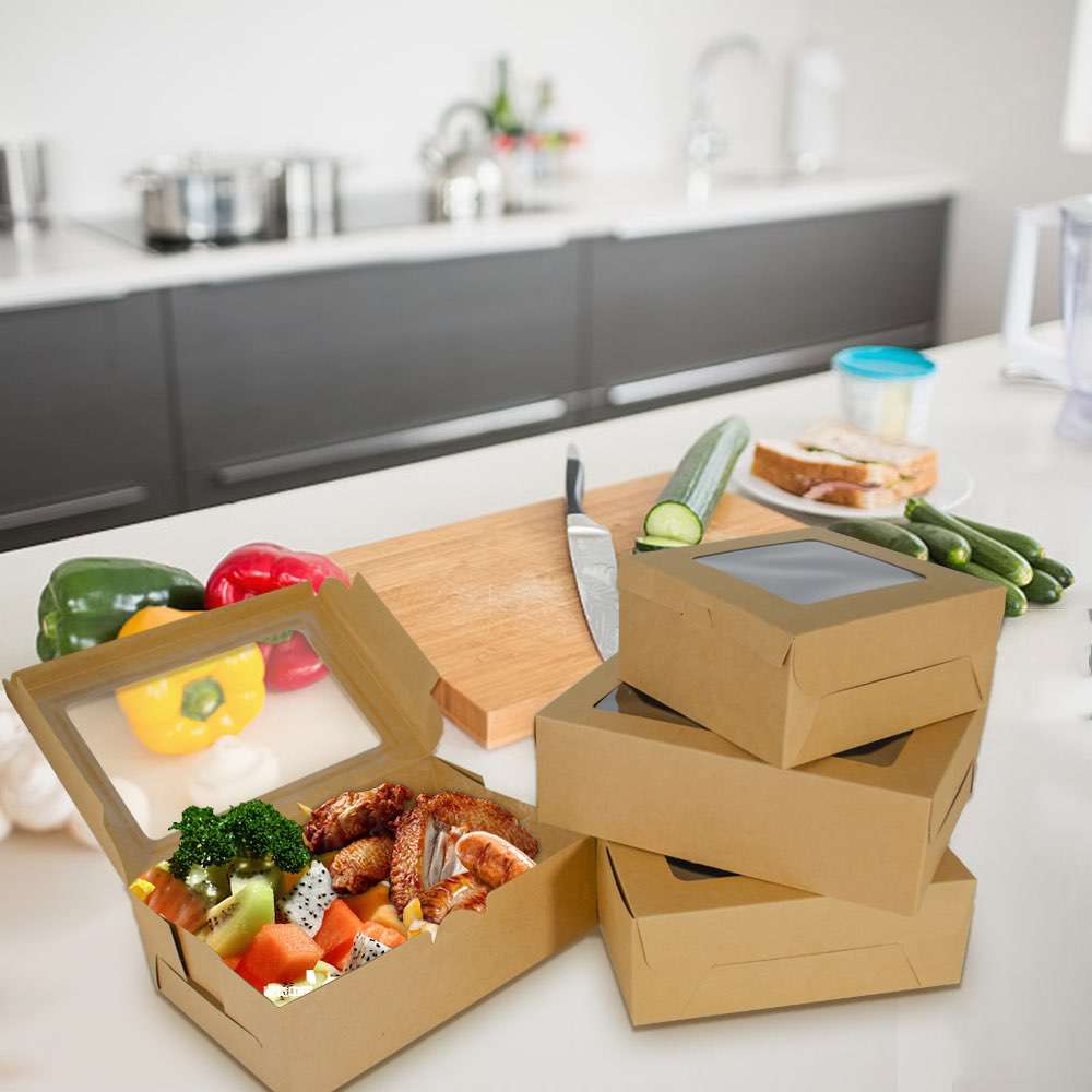 Premium Disposable Cardboard Catering Grazing Boxes w/ Window Recyclable