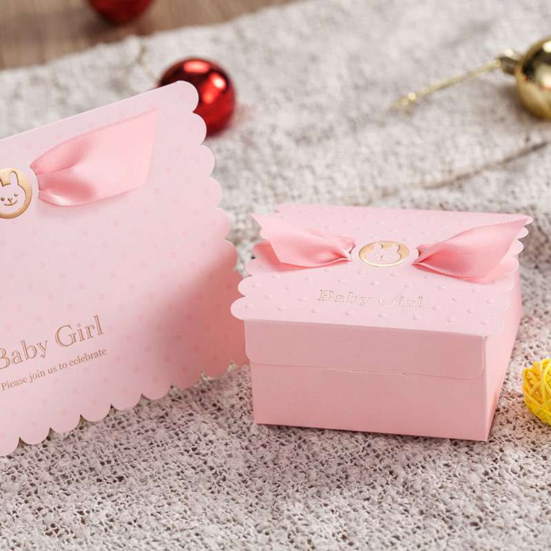 Wholesale Birthday Return A Salute Pink Blue Cutey Month Party Luxury Boy Girl Small Chocolate Candy Baby Gift Box