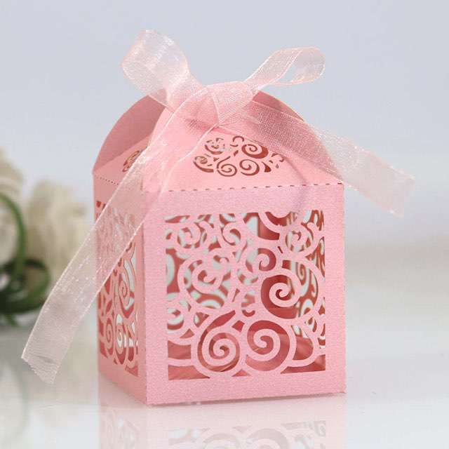 100pcs each Pack Wedding Favor Boxes Laser Cut Party Favor Small Gift Lace Candy Boxes For Wedding Baby Shower Birthday Party