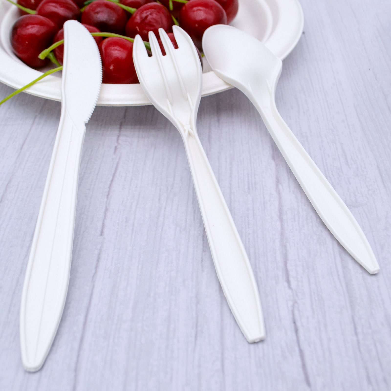 Disposable knife, fork and spoon picnic party