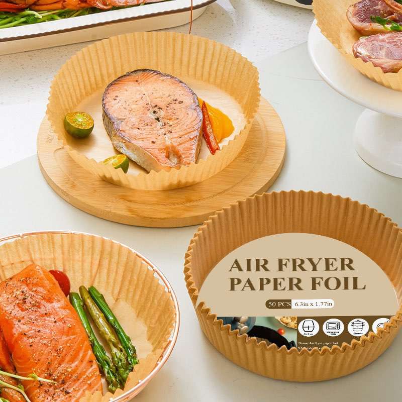 Air Fryer Disposable Paper Liner Non-Stick Mat Steamer Round Paper Baking Mats Kitchen Air Fryer Baking Accessories