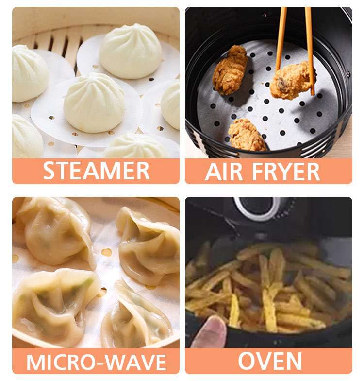  Air Fryer Steamer Liners Perforated Wood Pulp Papers