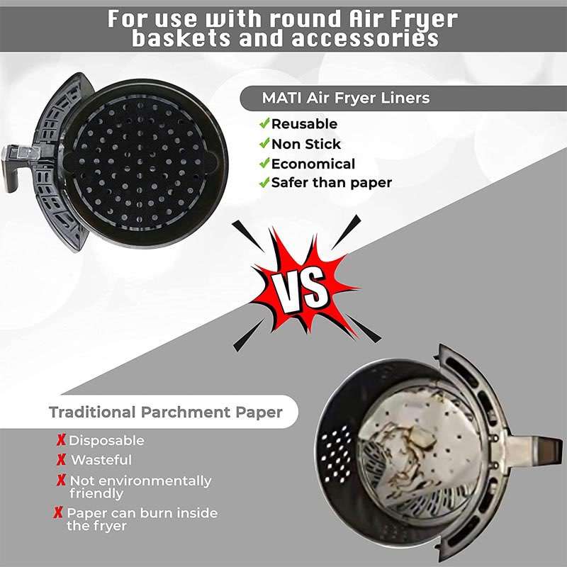 Reusable Air Fryer Liners, Non Stick Food Grade Quality FIBREGLASS material